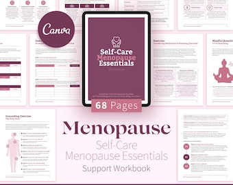 Self-Care Menopause Workbook, Hormone Health Journal Canva Template