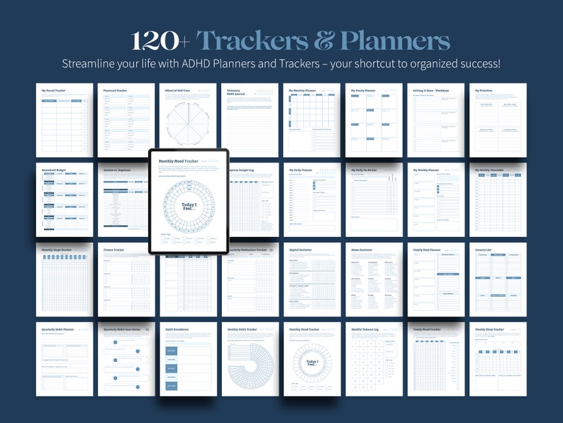ADHD Planner and Tracker Canva Templates, Adult ADHD Coaching Tools image 5