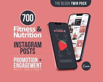Plantillas de Instagram para fitness y nutrición / Publicaciones para redes sociales en Canva (Descarga digital)
