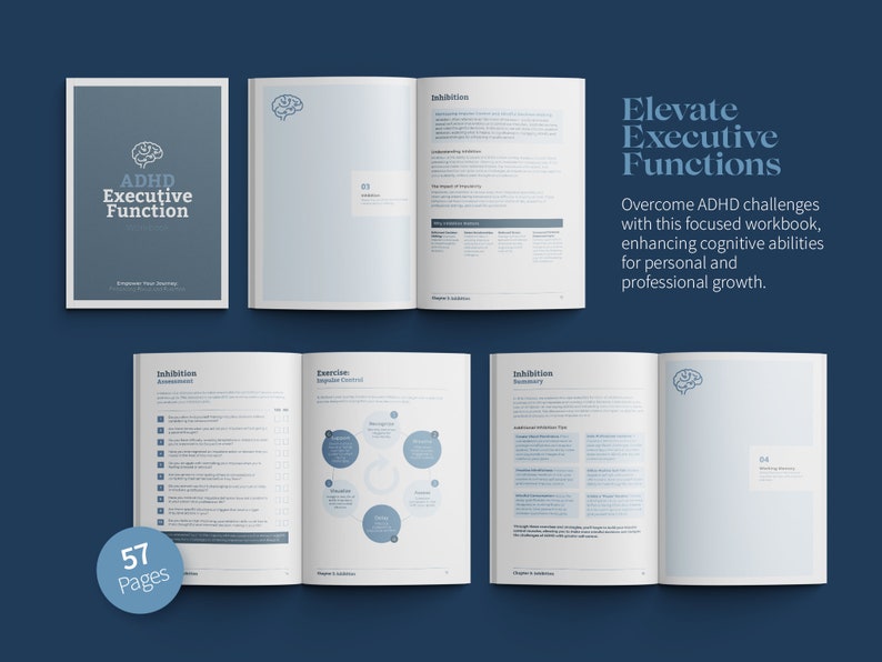 ADHD Workbook Bundle, Editable Canva Coaching Tools, Executive ...