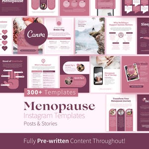 Plantillas de Instagram sobre la menopausia, bienestar y nutrición (Canva)