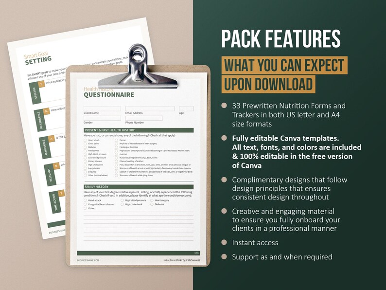 Nutrition Coach Forms and Trackers, Dietitian Client Onboarding ...
