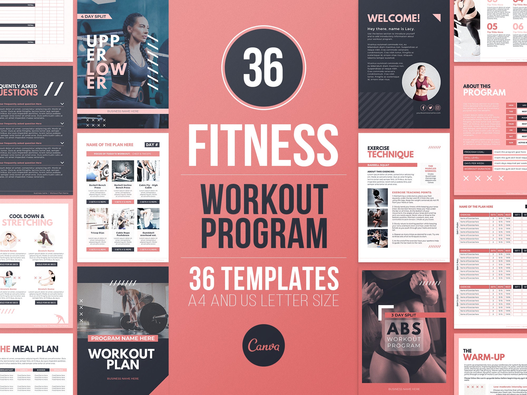 Pt Program Template Workout Program Template | Personal Trainer Exercise Program | Fitness ...