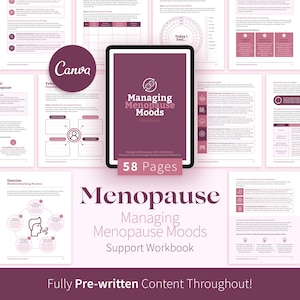 Menopause Mood Workbook, Canva Hormone Health & Self-Care Template, Mood Swings and Emotional Support