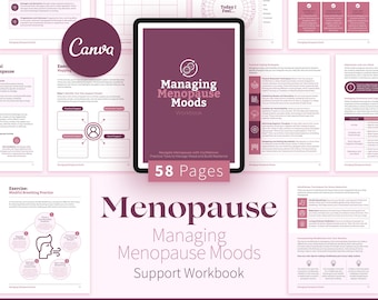 Menopause Moods Workbook, Hormone Health, Self-Care (Canva Template)