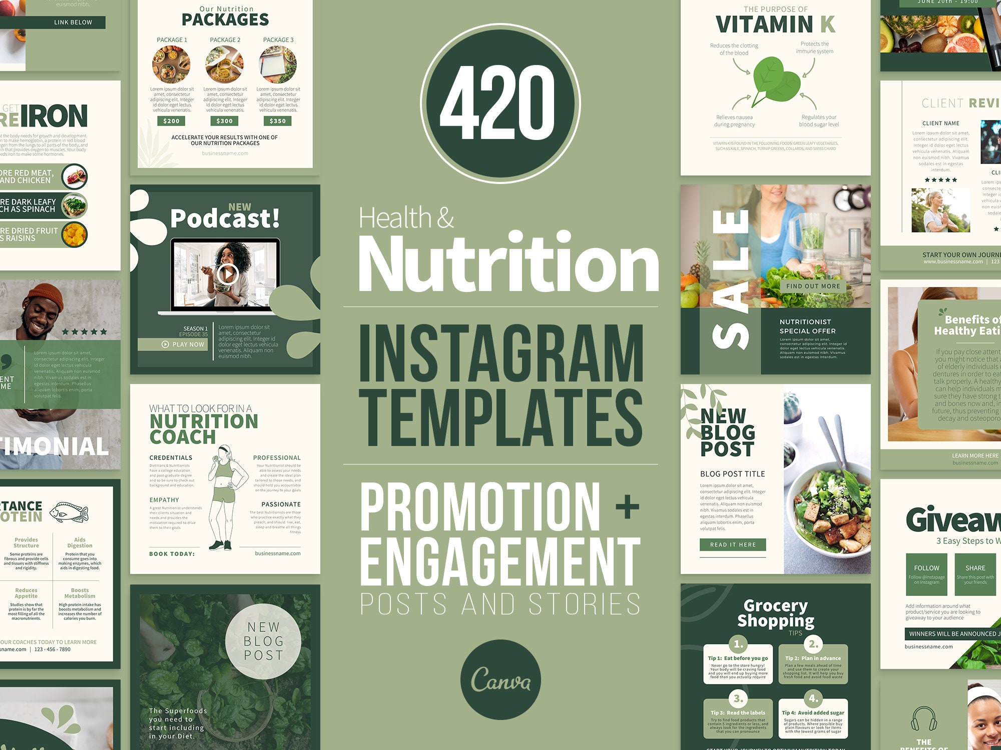 420 Health & Nutrition Instagram Post Templates | Health and Wellbeing | Nutrition Instagram Templates | Dietitian Template | Nutritionist