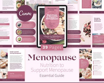 Menopause Nutrition Guide, Health & Fitness eBook, Canva Template