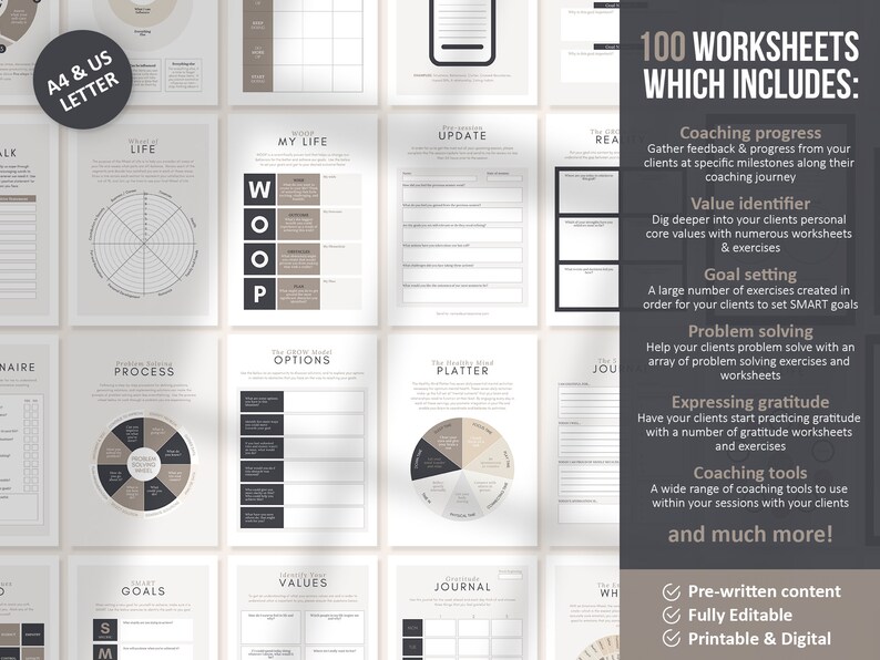 Life Coaching Ultimate Toolkit Life Coaching Worksheets Etsy