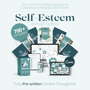 Self-Esteem Toolbox, Self-Care Planner, Self-Worth Worksheets, Coaching Tools, Therapy Resources, Affirmations, Mental Health Workbooks, CBT