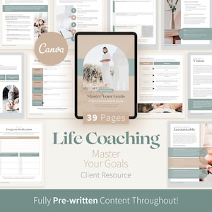 Life Coaching Workbook, Goal Setting, Canva Template (Digital Download)