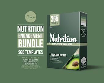 Plantillas de Instagram para nutrición / Paquete de herramientas para redes sociales de Canva (Descarga digital)