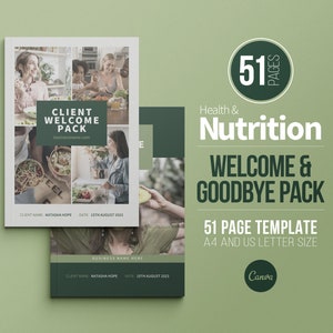 Nutrition Client Welcome Pack and Client Goodbye Pack Templates | Dietitian Onboarding and Offboarding | Nutritionist ebook | Canva Template