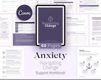 Navigating Change Workbook, Anxiety & Therapy Tools (Canva eBook)