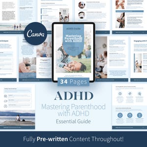 ADHD Parenting with ADHD Guide, Editable Canva Coaching Tools & Exercises eBook, Therapy Tools, ADHD Lead Magnet, Self-Improvement Resources