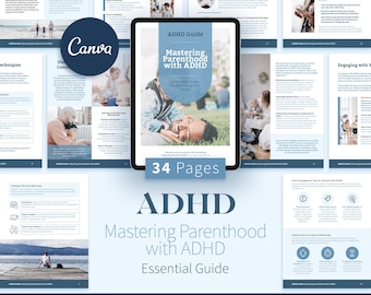 ADHD Parenting with ADHD Guide, Editable Canva Coaching Tools & Exercises eBook, Therapy Tools, ADHD Lead Magnet, Self-Improvement Resources