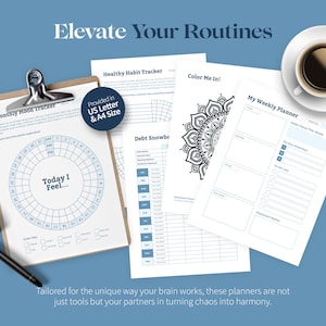 ADHD Planner and Tracker Canva Templates, Adult ADHD Coaching Tools image 6