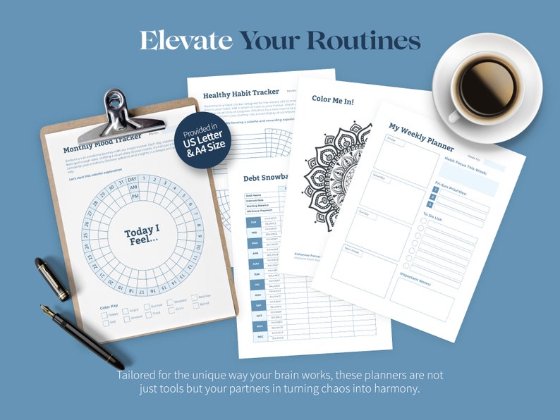 ADHD Planner and Tracker Canva Templates, Adult ADHD Coaching Tools image 6