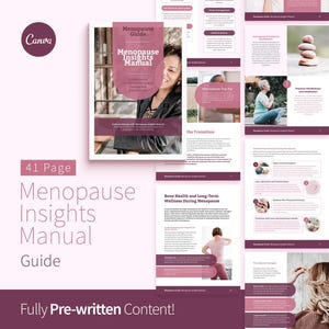 Menopause Insights Manual, Canva template, Hormone Health eBook, Wellness Coaching Self-Care Templates, Holistic Wellness & Nutrition Health