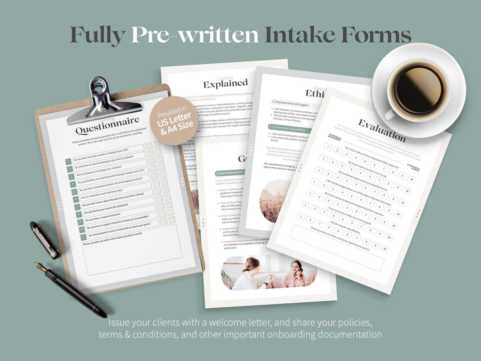 Life Intake Form Examples Life Coaching Client Intake Forms, Contract, Questionnaire (canva ...