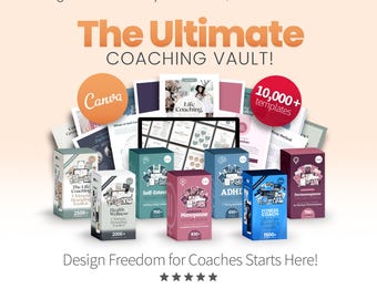 Ultimate Canva Template Vault Membership, 1000s of Coaching & Therapy Templates, Health Wellness, ADHD, Nutrition, All-Access Digital Bundle