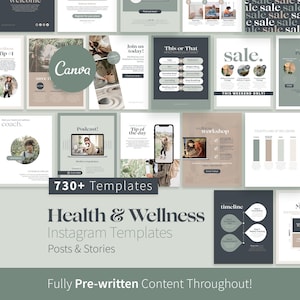 730+ Health and Wellness Instagram Canva Templates, Health Coaching Business, Wellness Coach, Aesthetic Instagram Feed, Social Media Canva