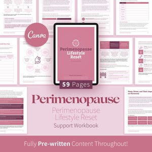 Cuaderno de trabajo para redefinir el estilo de vida durante la perimenopausia, plantilla de Canva (descarga digital)