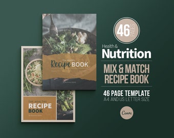 46-Page Recipe Book Canva Template, Nutritionist Cookbook for Clients, Editable Meal and Recipe Pages, Dietitian Printable, A4 & US Letter
