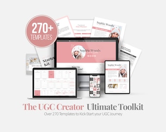 UGC Creator Ultimate Toolkit, Portfolio Template, Influencer Contract Template, Media Kit, Social Media Trackers, Instagram Content Prompts