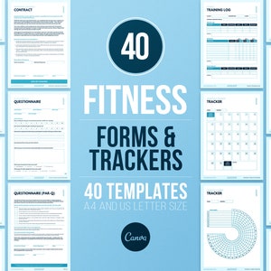 Personal Trainer Client Intake Forms and Fitness Trackers | PARQ | Personal Trainer Forms | Training Logs | Programming Templates