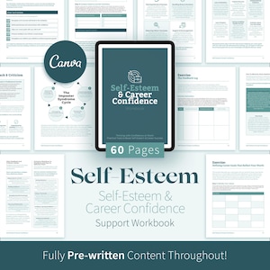 Career Confidence Workbook, Self-Esteem & Imposter Syndrome Canva Therapy Tools, Workplace Confidence Exercises, Editable eBook image 1