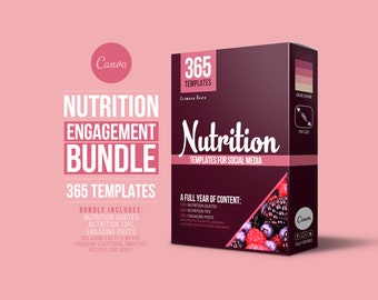 Plantillas de Instagram sobre nutrición / Paquete editable de Canva para redes sociales (Descarga digital)