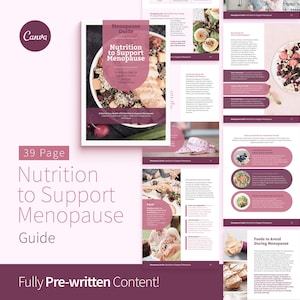 Nutrition to Support Menopause Guide, Canva template, Health and Fitness Coach Resource, Health and Nutrition eBook, Dietician Lead Magnet