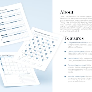 ADHD Planner and Tracker Canva Templates, Adult ADHD Coaching Tools image 4