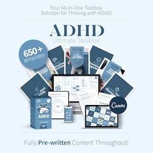 ADHD Toolbox, Adult ADHD Canva Templates, Coaching Tools, Executive Function, Printable Planners & Trackers, Neurodivergent, Self-Care ebook