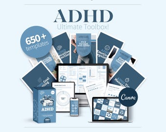 ADHD Toolbox, Adult ADHD Canva Templates, Coaching Tools, Executive Function, Printable Planners & Trackers, Neurodivergent, Self-Care ebook