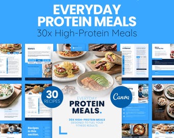 High-Protein Recipe Book, Canva Personal Trainer & Coach Template, 30 Macro-Balanced Meals, Editable Meal Plan eBook, Printable