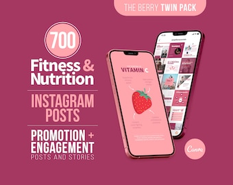 700 plantillas de Instagram para fitness y nutrición / Canva Personal Trainer (descarga digital)