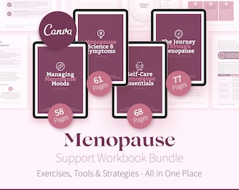 Menopause Workbook Bundle, Self-Care Planner (Canva editable)