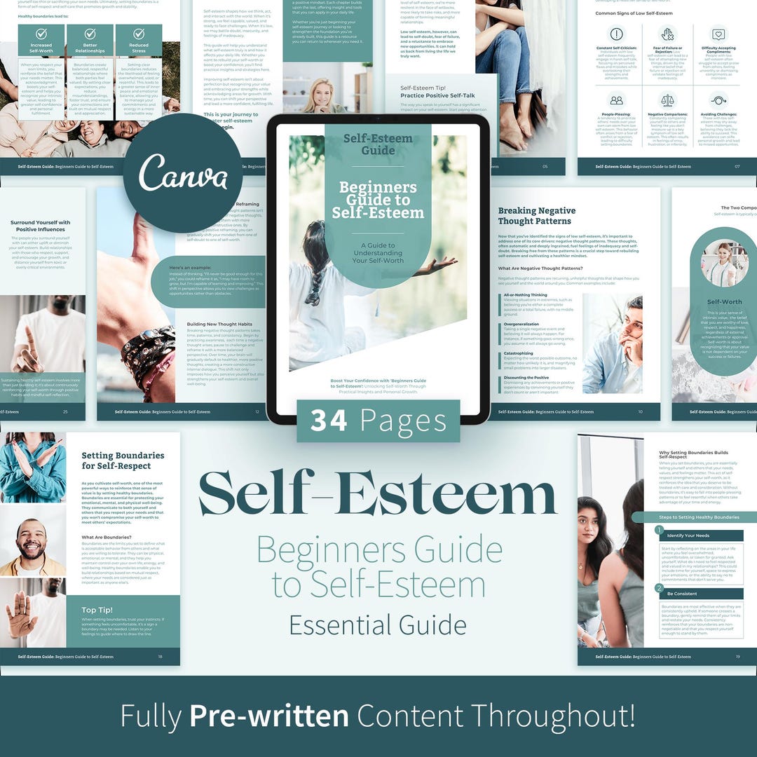 Self-esteem Guide, Coaching Tools, Confidence Building (canva Ebook) - Etsy