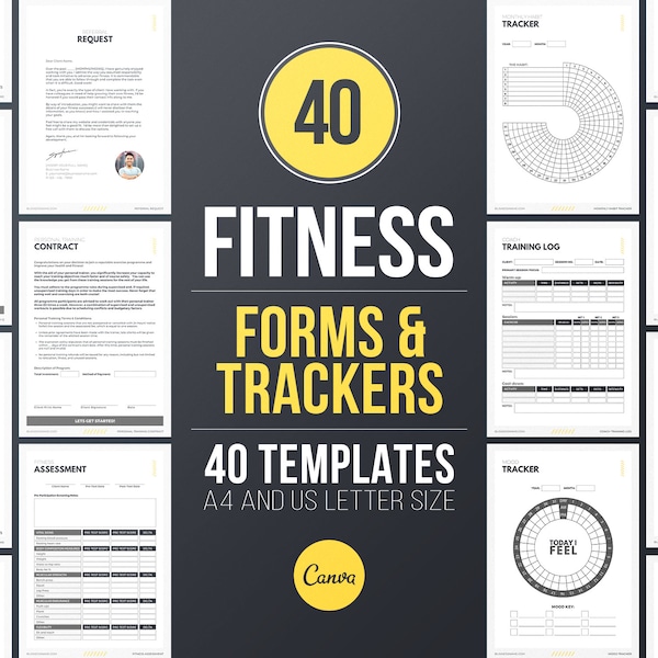Personal Trainer Client Intake Forms and Fitness Trackers | PARQ | Personal Trainer Forms | Training Logs | Programming Templates