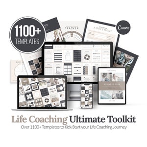 Life Coaching Ultimate Toolkit | Life Coaching Worksheets | Life Coaching Templates | Life Coach | Canva Template | Coaching Resources