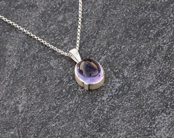 Oval Ametrine Minimalist Silver Pendant Necklace