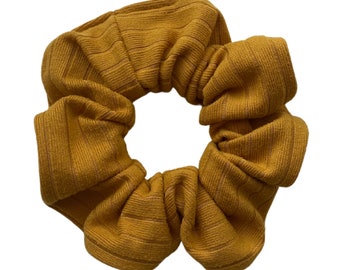 Mustard Ribbed Scrunchie, 90s hair accessory, women's hair tie, gift for teacher, Tween Girl Gift, Curly Hair Accessory, Fall Scrunchie