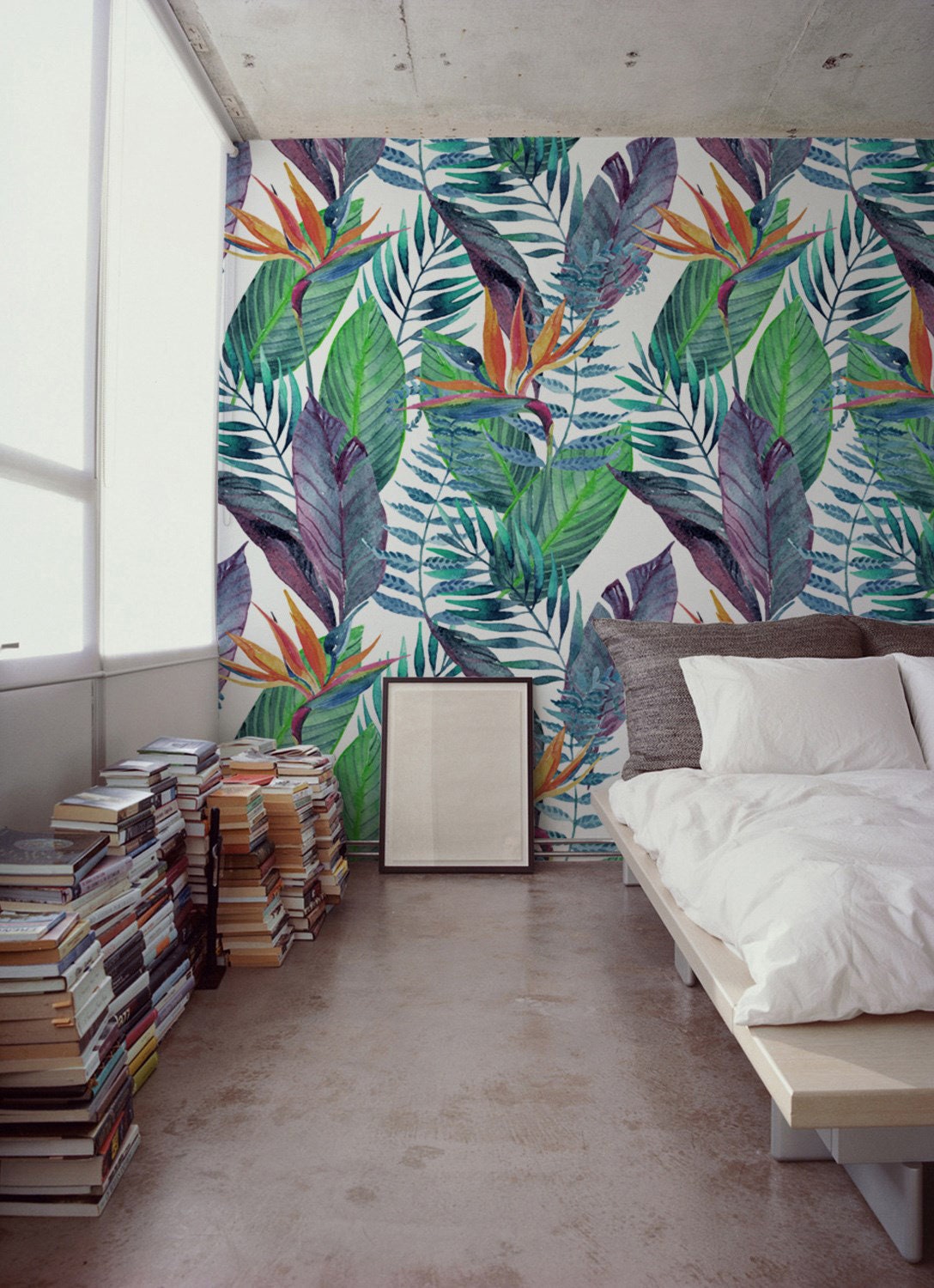 Bird of Paradise Floral Wallpaper - Tropical, Wall Mural, Removable ...
