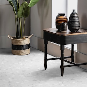 Light Terrazzo Boho Pattern Vinyl Flooring, Gray Art Floor, White Baby Shower Ideas, Granite Ideas For Work, Vinyl Sheet Floor