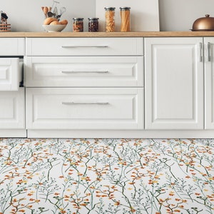 Spring Flowers Coronet Vinyl Flooring, Orange Sheet Vinyl Flooring, White Eco Friendly Floor, Branch Pet Friendly, Vinyl Sheet Floor