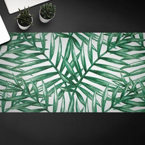 Bottle Green Palm Desk Mat, Keyboard Pad, Desktop Blotter, Furniture Protection, Various size, Home Office