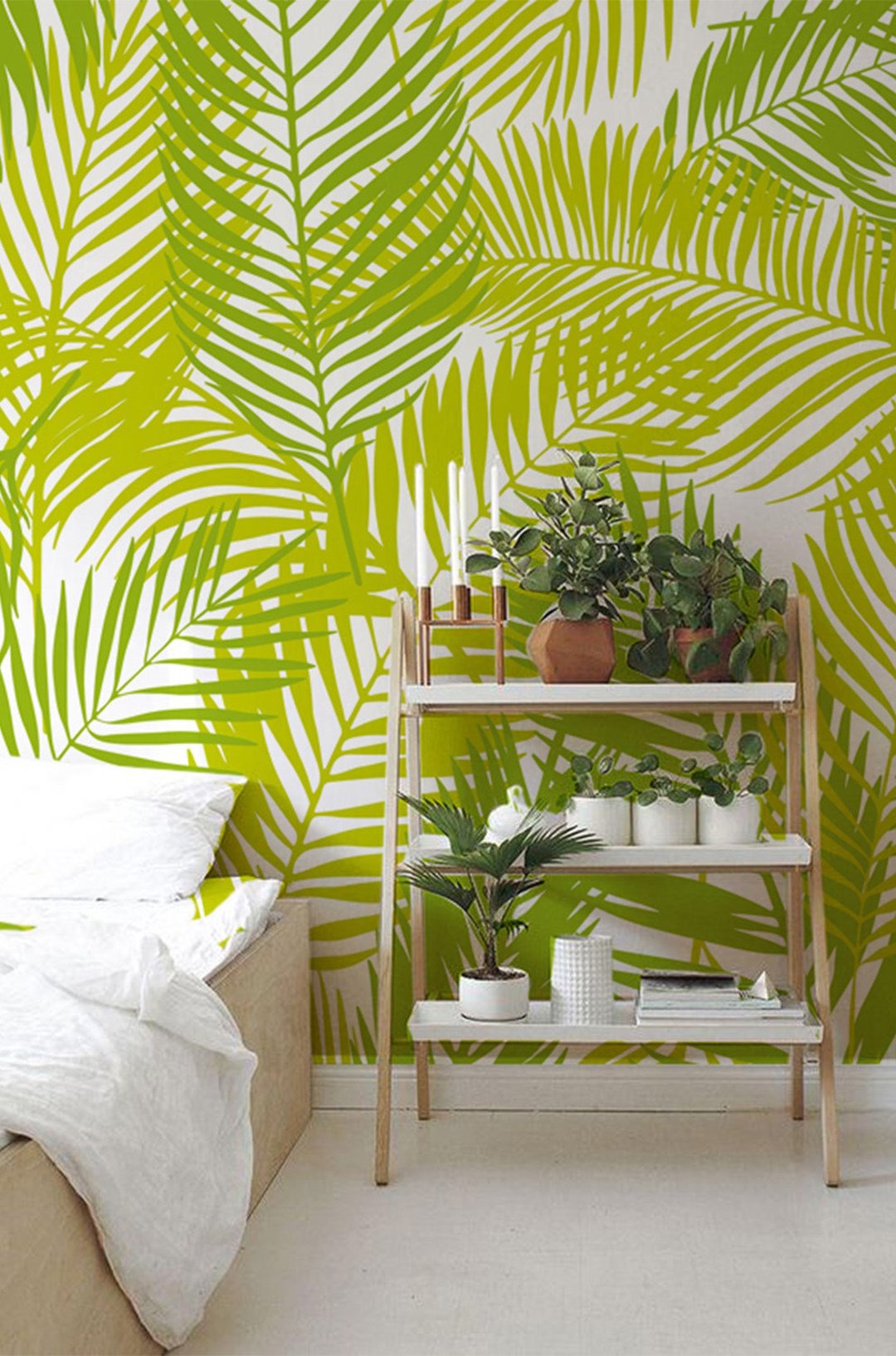 Green Leaves, Peel and Stick, Wallpaper, Removable, Repositionable