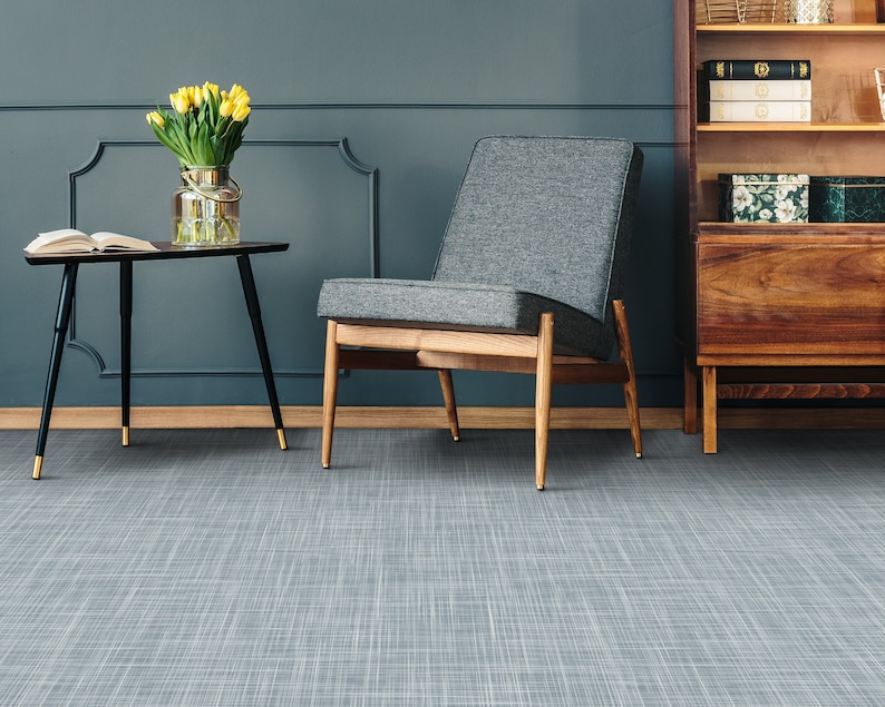 Gallery Detail: Linen Texture Vinyl Flooring Blue Sheet Vinyl Flooring White Retro