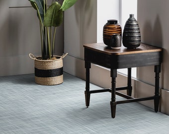 Linen Texture Vinyl Flooring, Blue Sheet Vinyl Flooring, White Retro Floor Art, Material Kitchen Makeover, Bedroom Inspirations